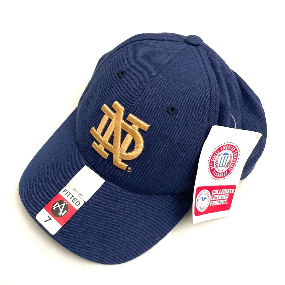 NEW Notre Dame Fighting Irish Logo Fitted American Needle Hat Mens 7 Navy Blue